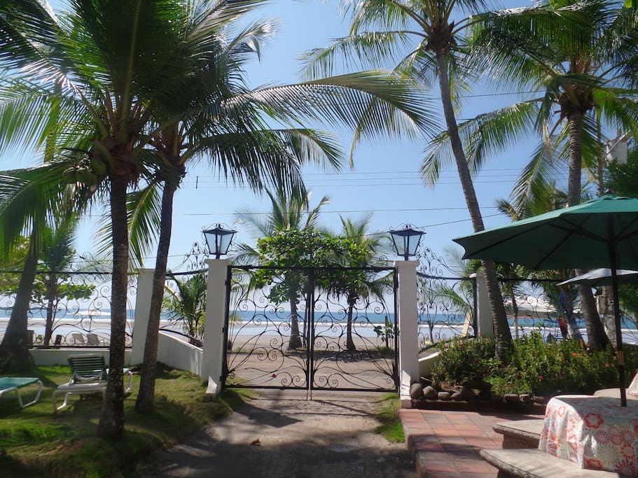 The front gates looking out to the ocean.