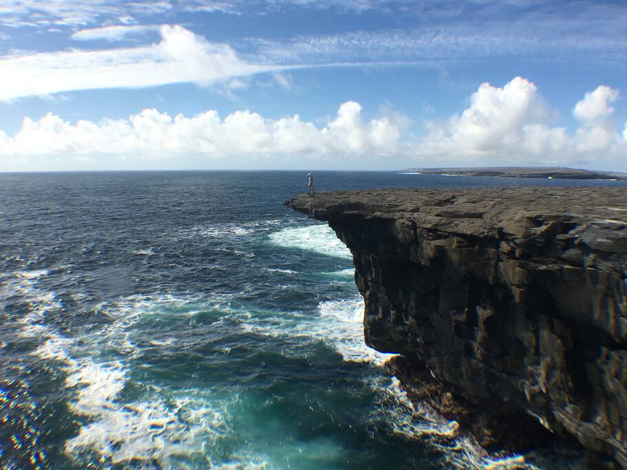 The island sits like a battleship facing the wild Atlantic Ocean