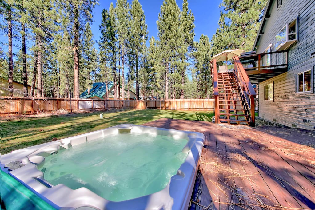 A private hot tub offers the perfect end-of-day escape.