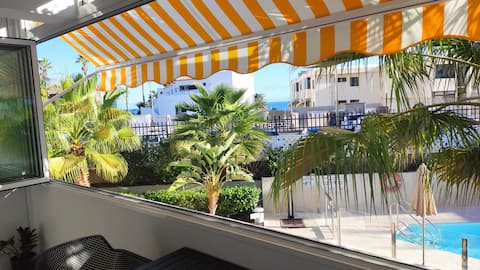 Top Airbnb: Newly renovated apartment 2nd row beach promenade with sea view in San Bartolomé De Tirajana