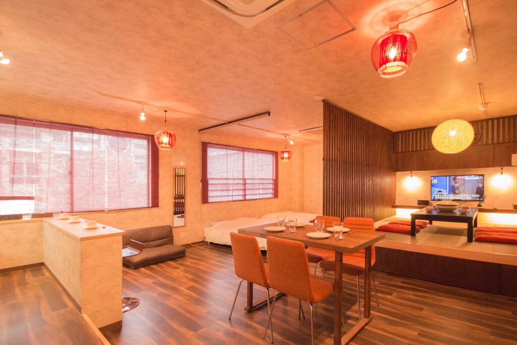 Mix of traditional and modern dining area