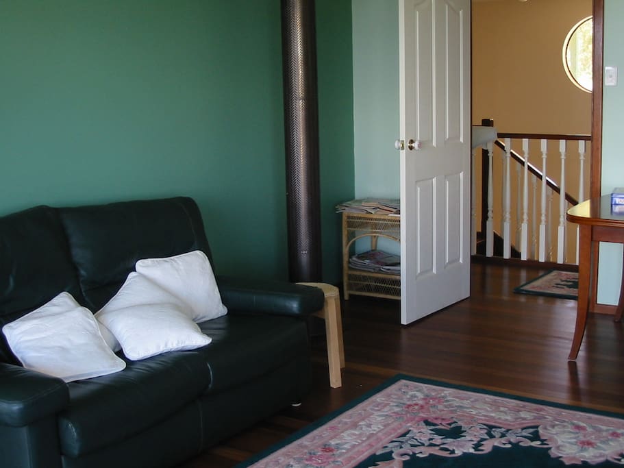 This is the entrance to the guests lounge room and has stunning views of the Harbour and beyond. It has a chess set and board games as well as a selection of DVD'S
