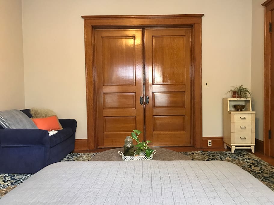 Original pocket doors; this is your view from the Parlor's main bed.