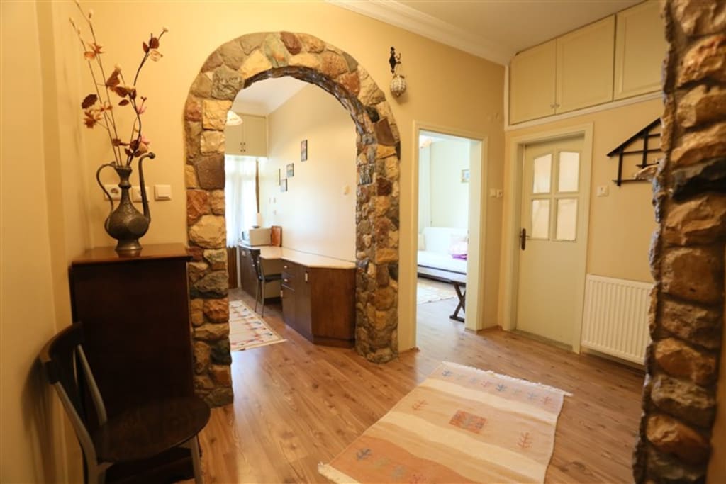 Enterance, on the left side is the kitchen and mid. door is the 2. room and third door is the bath
