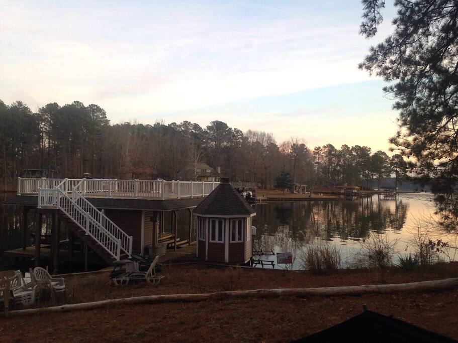 Double boathouse and beautiful view of the lake