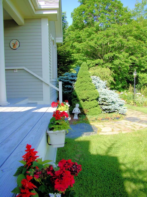 Front entrance faces peaceful view