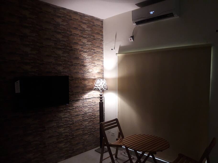 Warm comfortable lounge area .