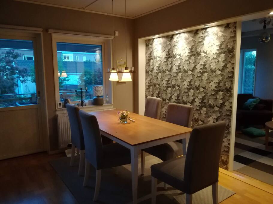 Tillgång till kök och matplats, detta delas med hyresvärden
