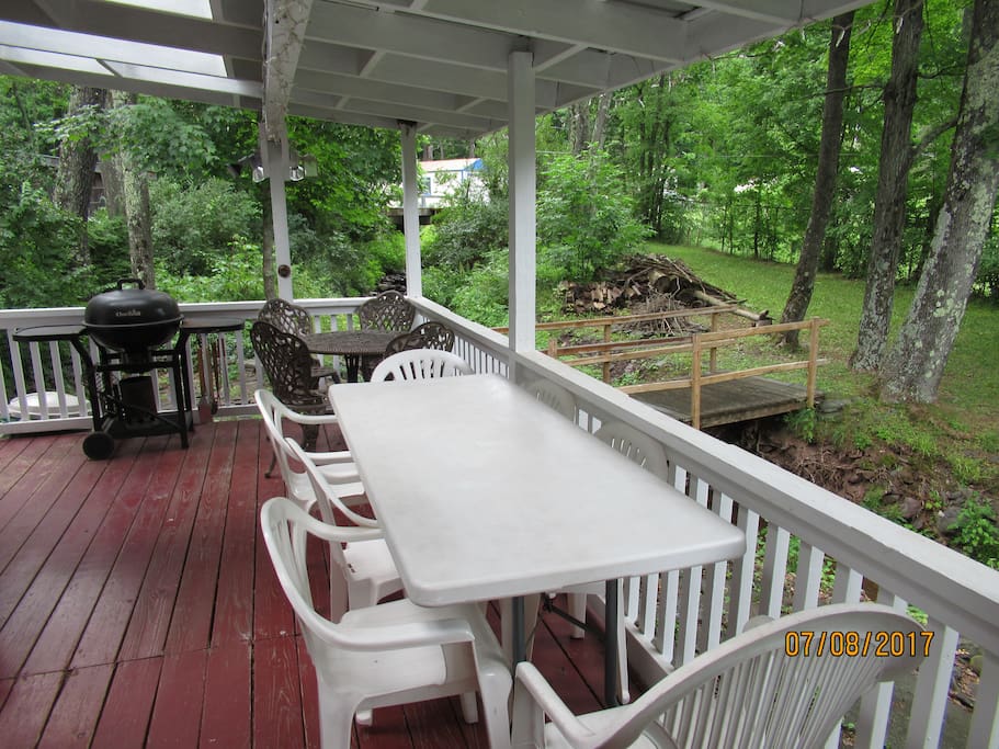 Porch overlooking stream.