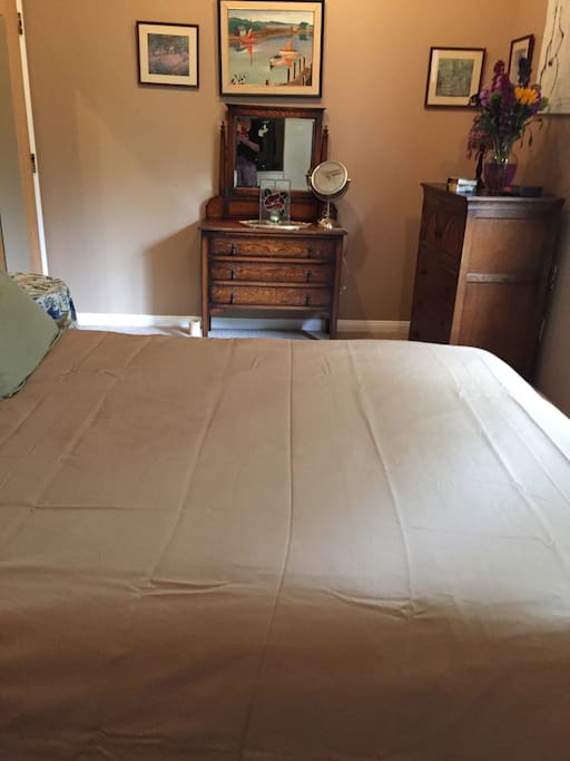 lovely bedroom with antique dresser