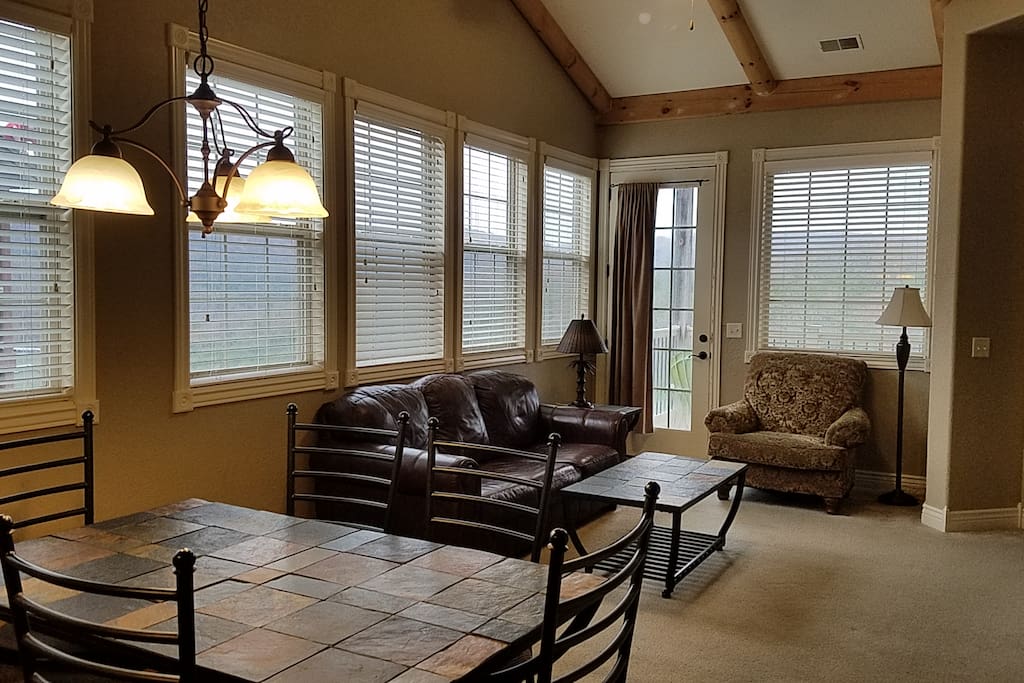 living area with pull out couch