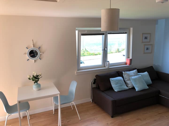 Dining & work area - sockets below table with USB chargers