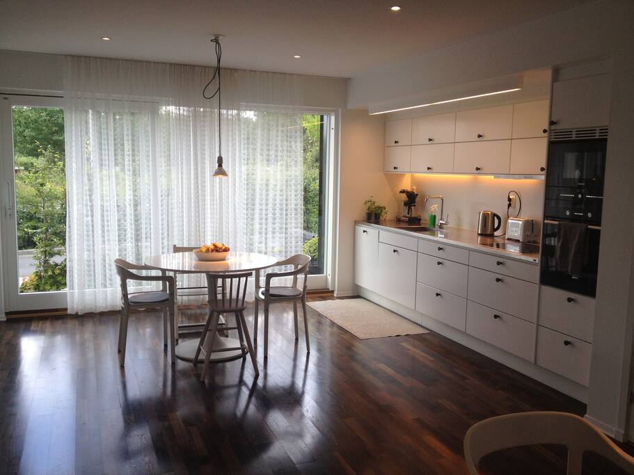 The kitchen and view to the front of the house.