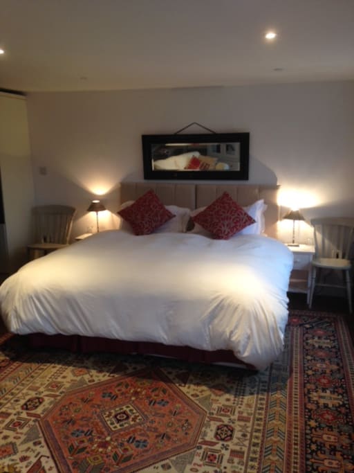 Main room with beds joined as a Superking
