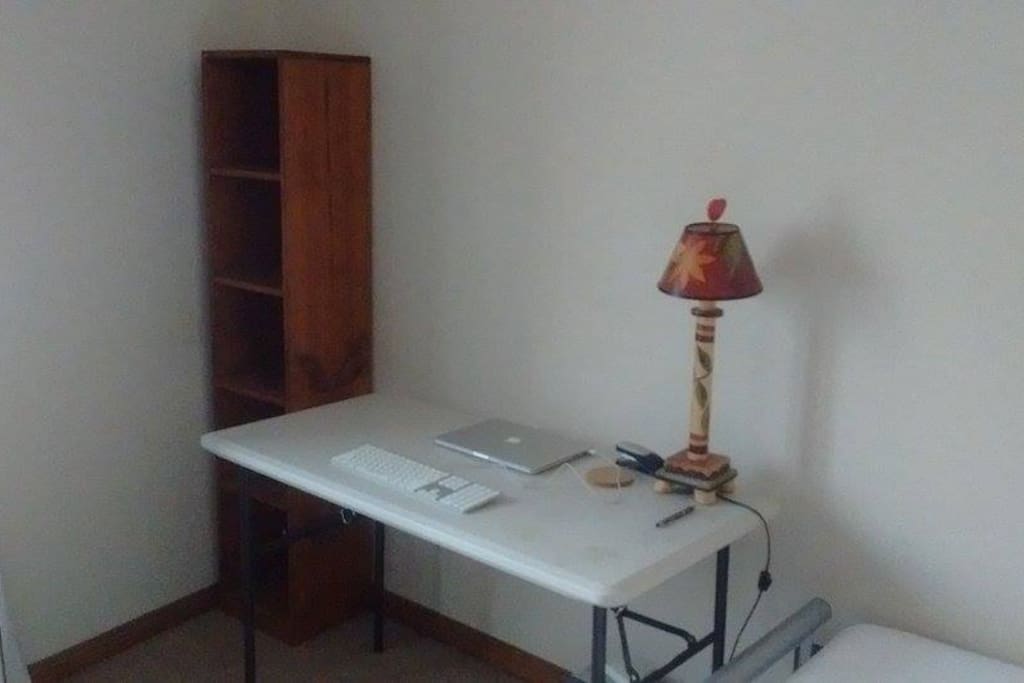 Study desk and bookshelf