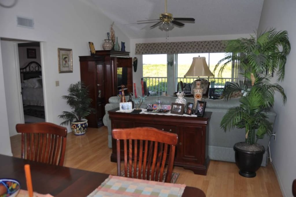 Spacious Living Room with Vaulted Ceilings