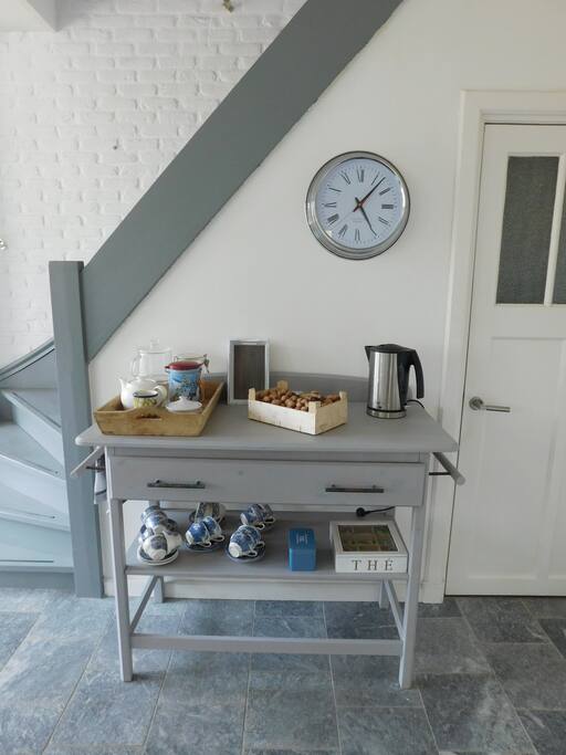 Free coffee and tea. Help yourself.