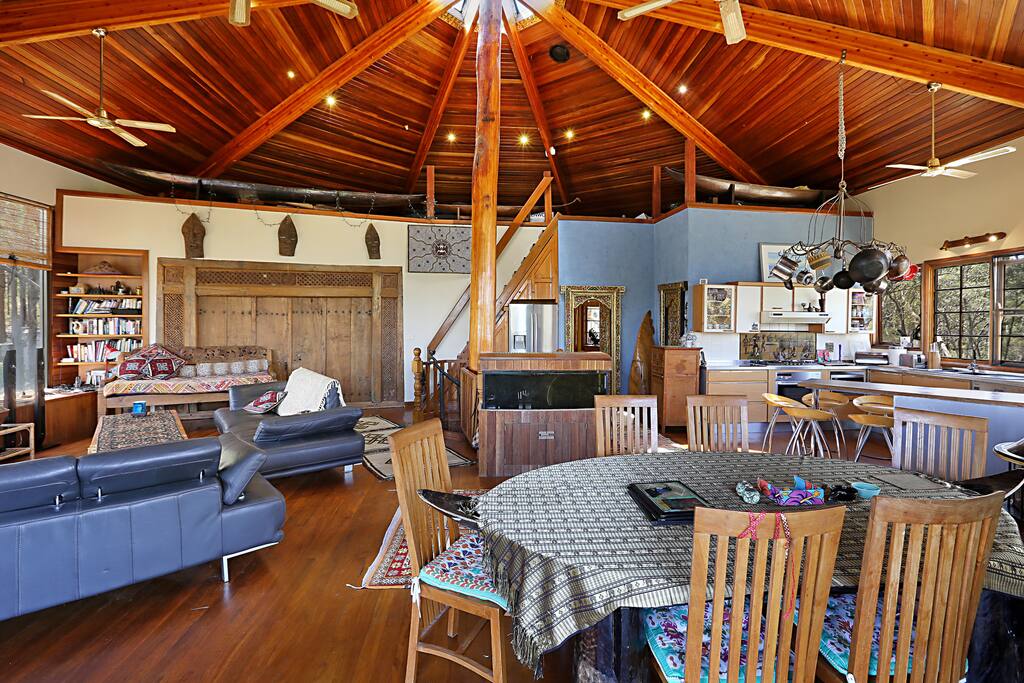 Open plan living and dining area.
