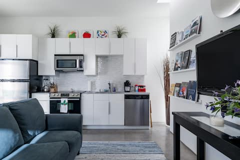 Top performing Airbnb: Modern, Large Pet Friendly Apt with Private Patio in Belmont Park