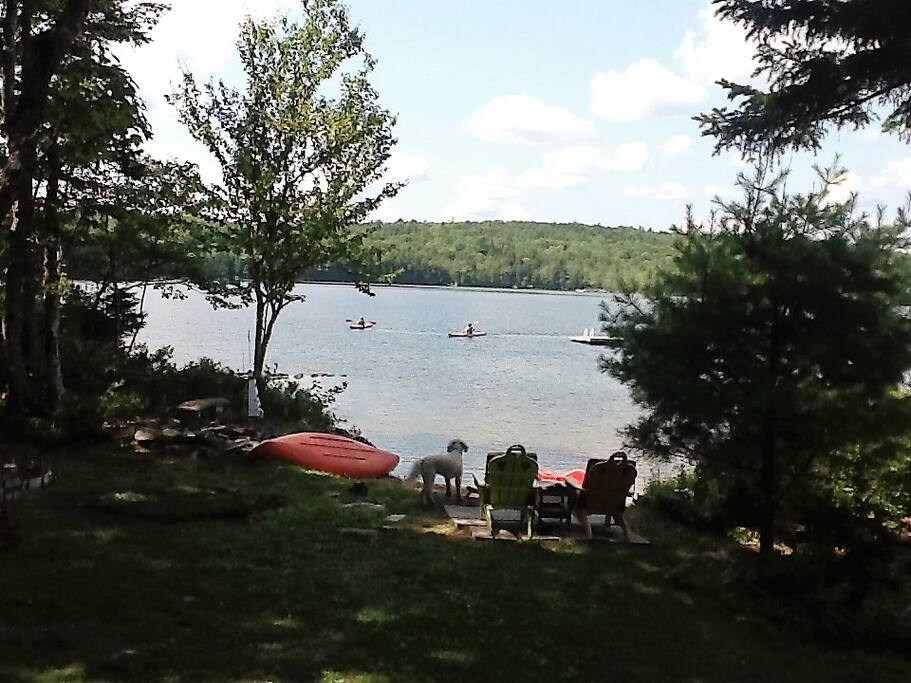 Lawn, private beach area, swimming, area and float - canoe and paddle boat