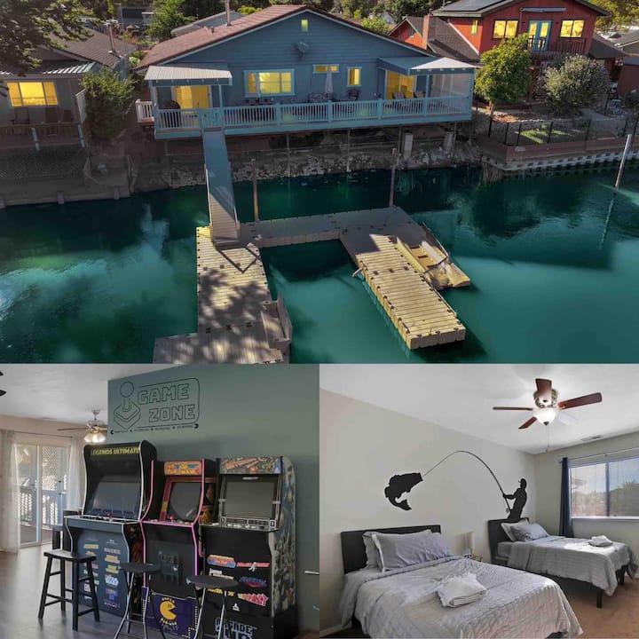 Lakefront/ArcadeGames/Dock/FirePit/Kayak/Boat/Fish Houses for Rent in