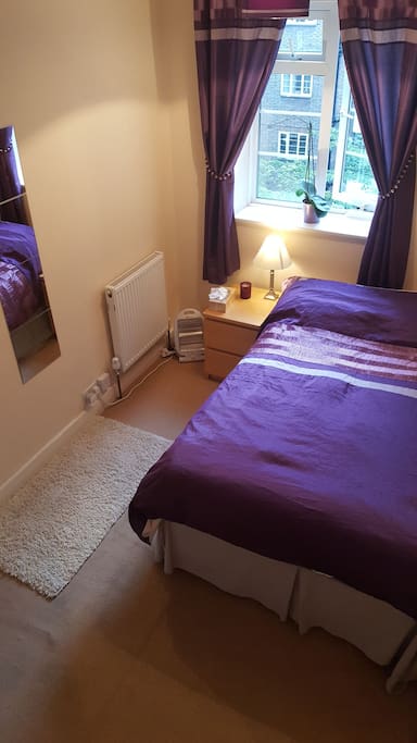 Double bedroom looks out on quiet green court yard ( Main Private Room)