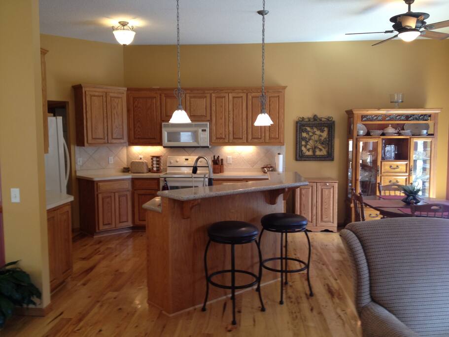 Kitchen with beautiful views to woods