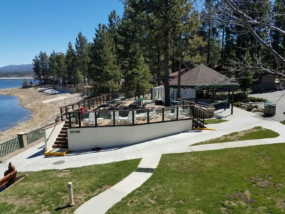 Sundeck, outdoor spa and some of the BBQ's.