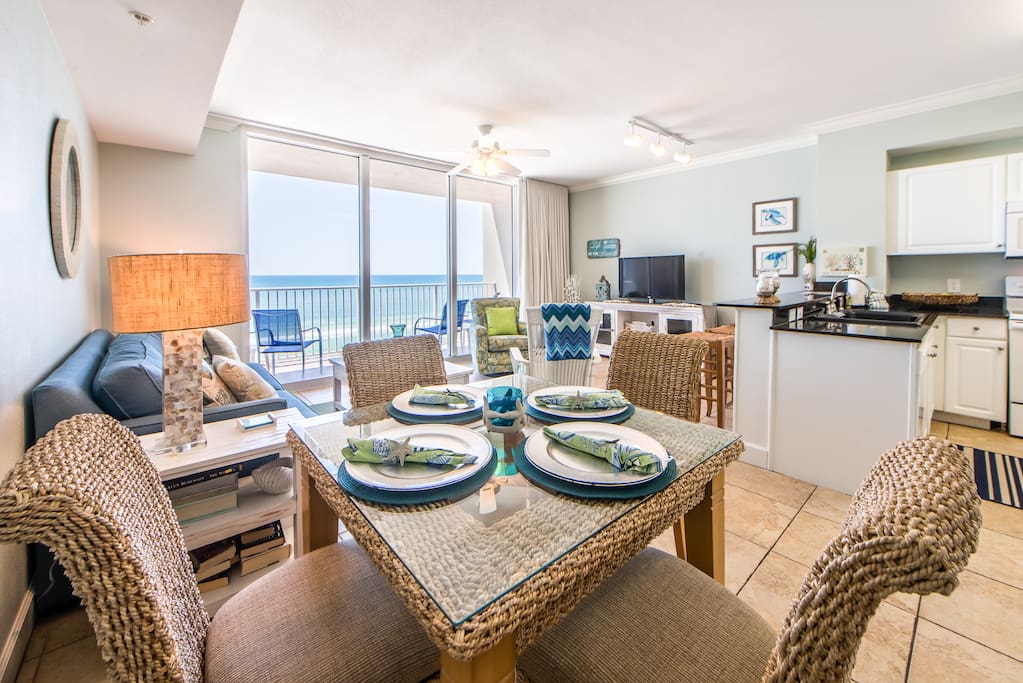 Spacious open concept with balcony access