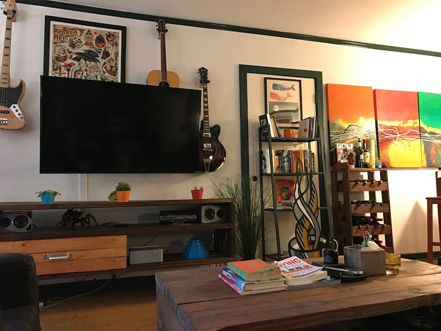 Another view of the living room with 55'' HD Apple TV