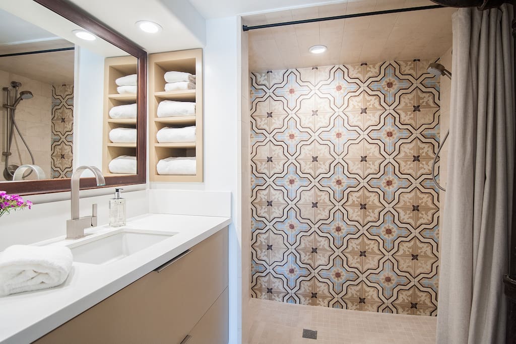 Downstairs bath with walk in shower.