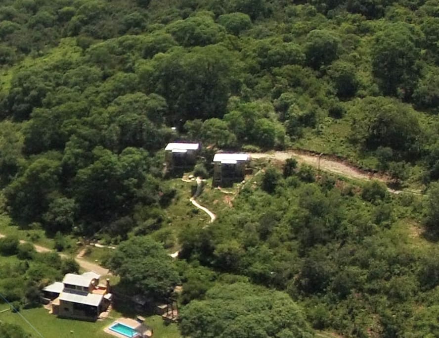 Vista aerea de las cabañas