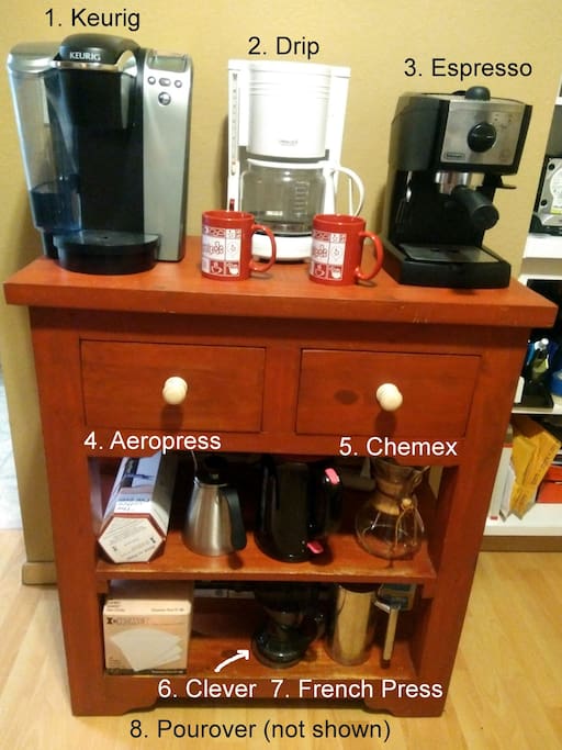 Coffee bar with 8 coffee brewing methods!