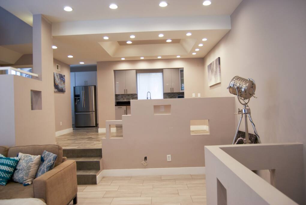 View of kitchen from living room