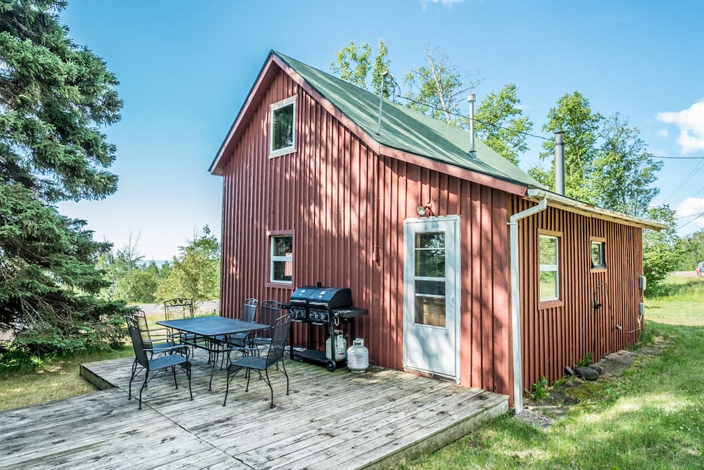 Seating on the deck provides privacy as well as a view of Lake Superior.