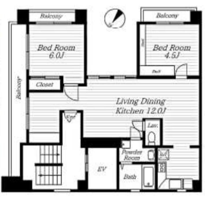 Bedrooms are well lit in opposite sides of the apartment.
