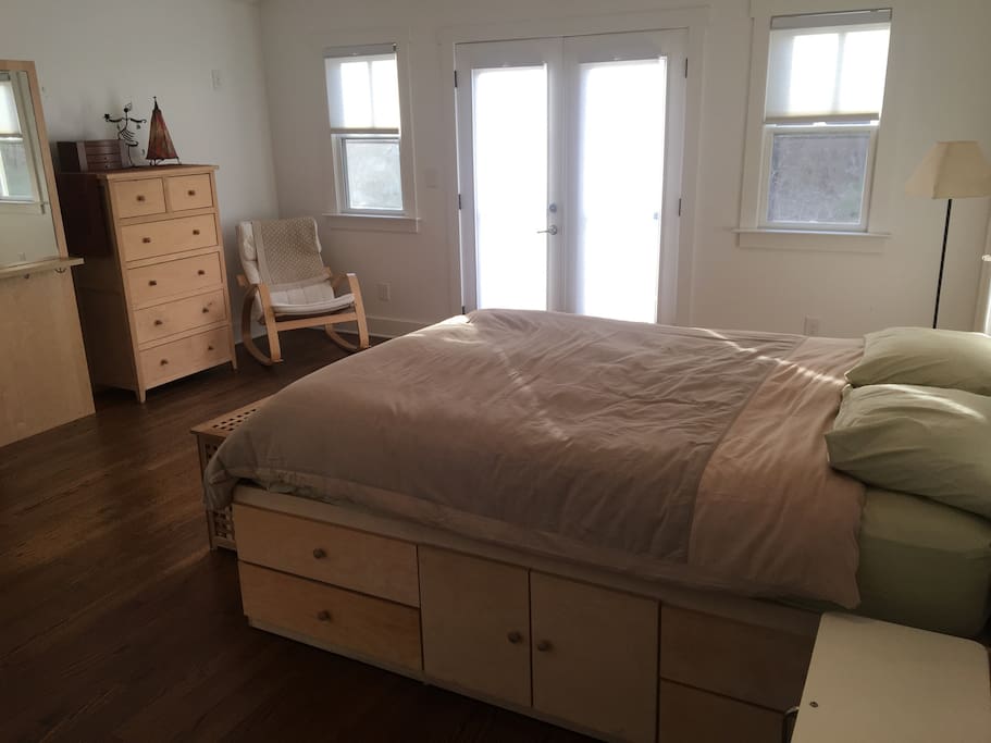 Master bedroom with queen-sized bed