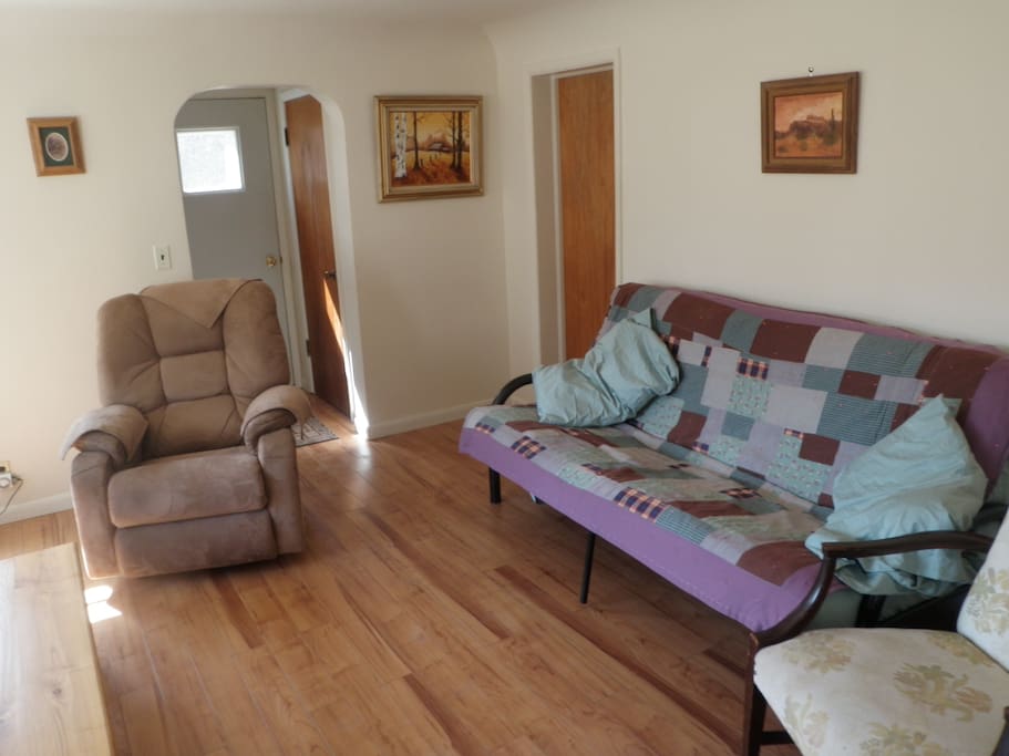 Comfortable double futon in the living room.