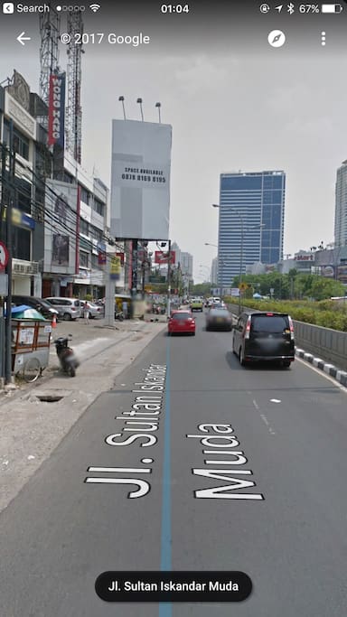 At The Site Of Main Road Sultan Iskandar Muda ( Opposite with Gandaria City Mall / Gandaria 8 Office Tower ) 1 min walk.