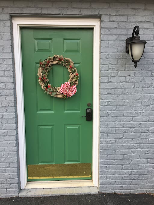 Private entrance with convenient coded entry.