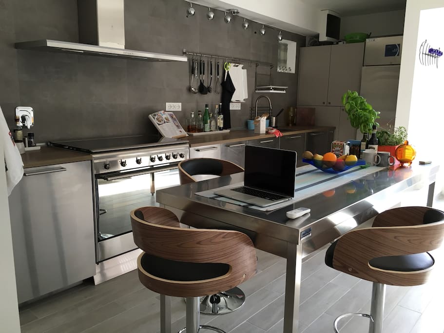 kitchen and living