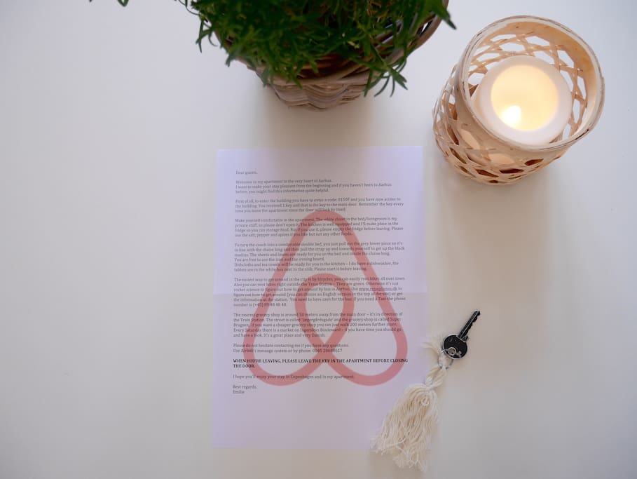 A welcome letter with all information to make your stay easier.