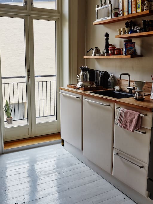 Kitchen with a balcony