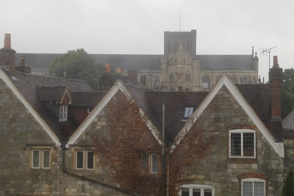 Looking over 18th century gables, the medieval Cathedral is close by