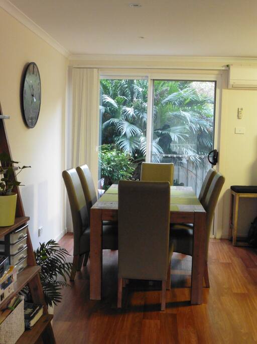 The Dining area is overlooks the leafy courtyard