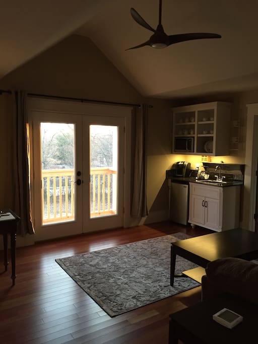 Combination Living, efficiency kitchen, dining table