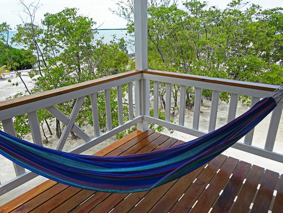 Relaxing and enjoying the hammock in Woodpecker House!