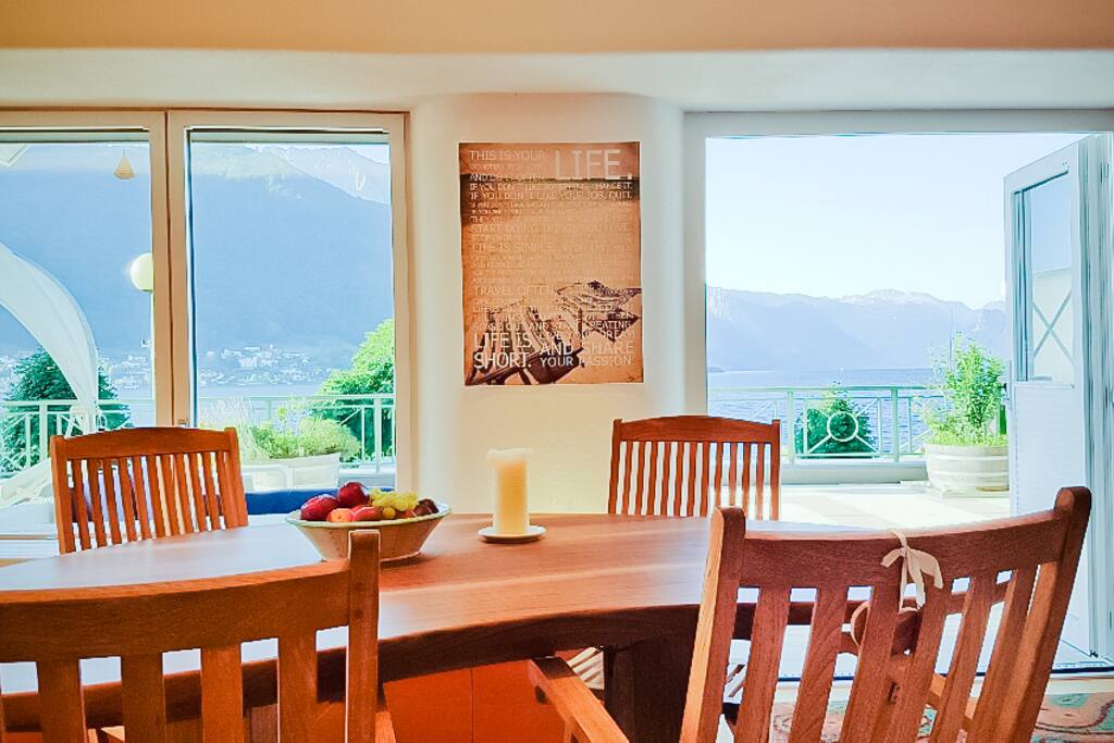 From the handcrafted adjustable dining table into the lake..