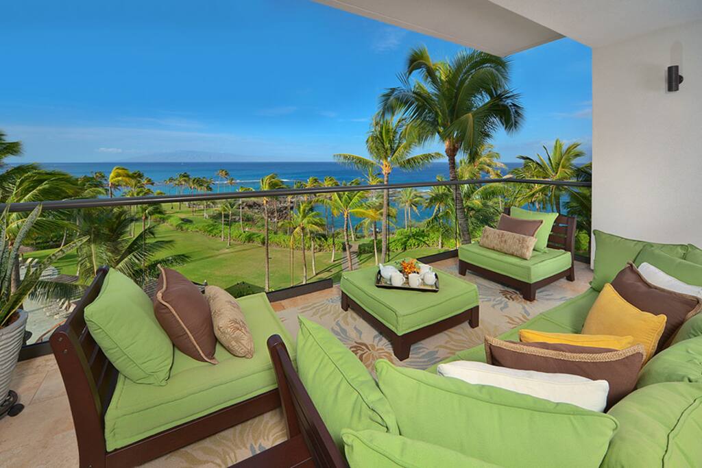 Covered Veranda & Dining Area with Teak Furniture