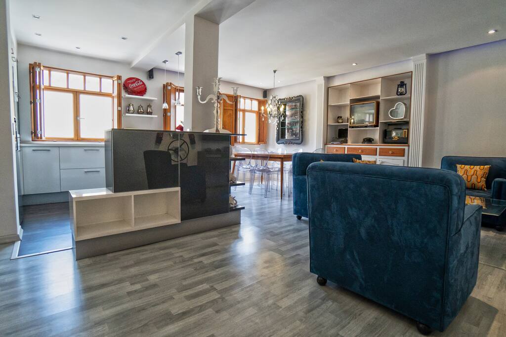 Living room and kitchen